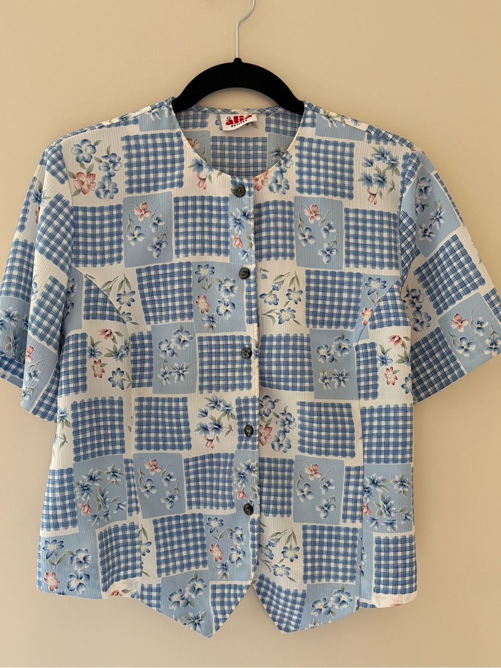 ALIA | Vintage Cottagecore Patchwork Style Button Up Blouse | Medium